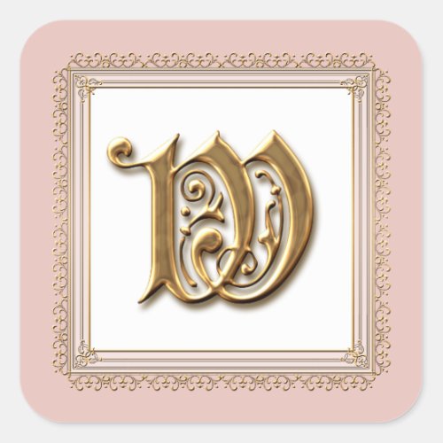 Letter W _ Gold  Lace Classic Formal Wedding Seal