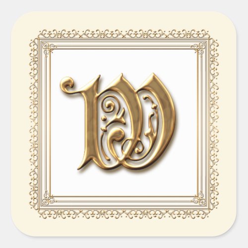 Letter W _ Gold  Lace Classic Formal Wedding Seal