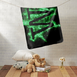 Letter W Green Capital Alphabet Baby Blanket