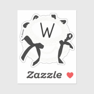 Letter W Initial Black And White Bow Vintage Cake Sticker