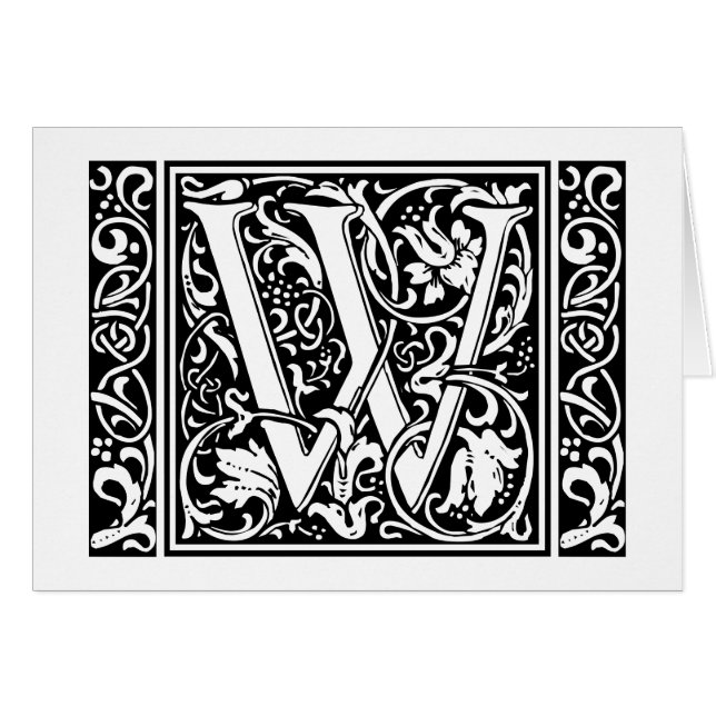 Letter W Medieval Monogram Art Nouveau (Front Horizontal)