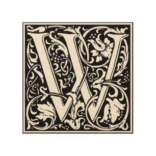 Letter W Medieval Monogram Art Nouveau