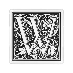Letter W Medieval Monogram Art Nouveau Acrylic Tray