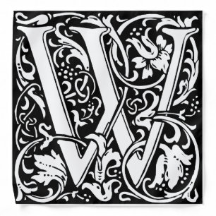 Letter W Medieval Monogram Art Nouveau Bandana