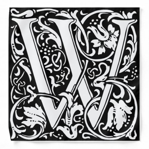 Letter W Medieval Monogram Art Nouveau Bandana