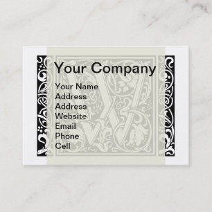 Letter W Medieval Monogram Art Nouveau Business Card