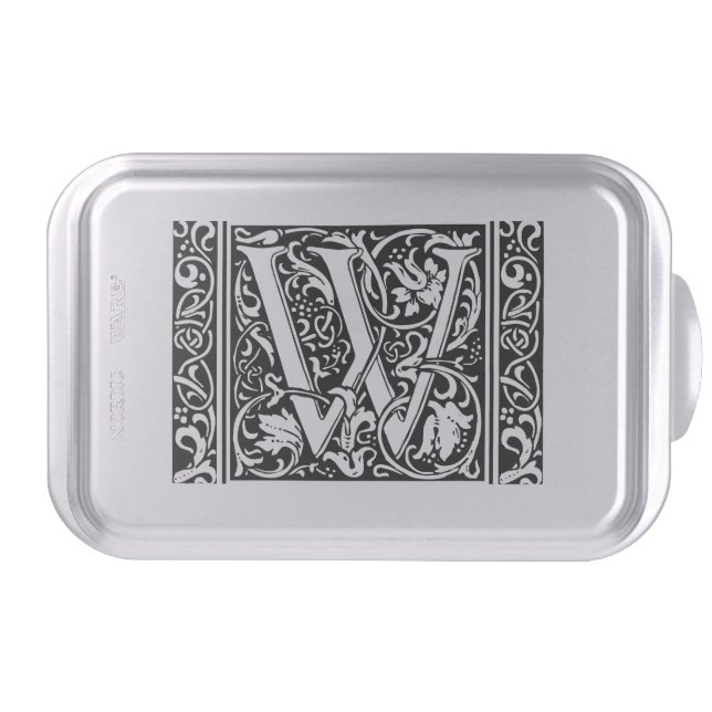 Letter W Medieval Monogram Art Nouveau Cake Pan (Front)