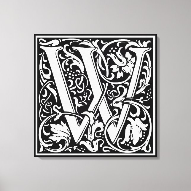 Letter W Medieval Monogram Art Nouveau Canvas Print (Front)