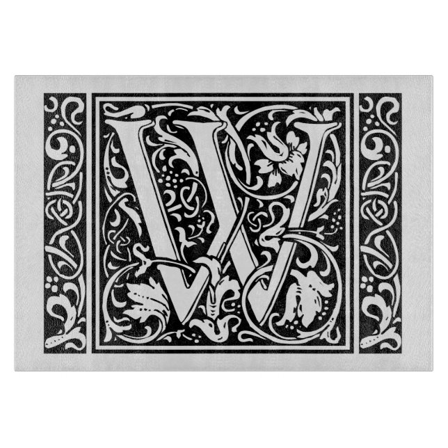 Letter W Medieval Monogram Art Nouveau Cutting Board (Front)