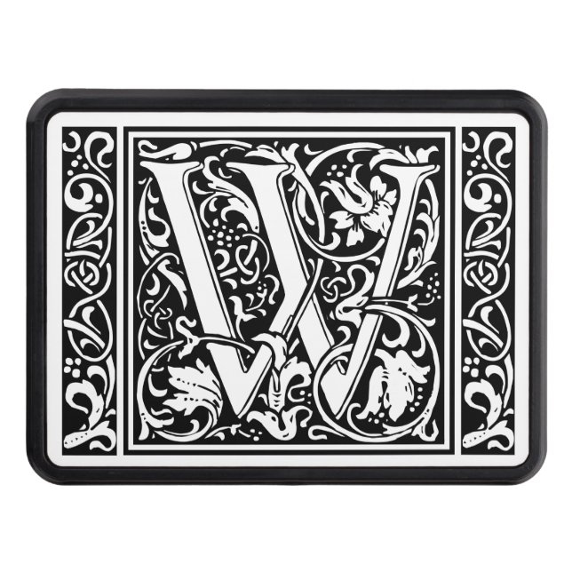 Letter W Medieval Monogram Art Nouveau Hitch Cover (Front)