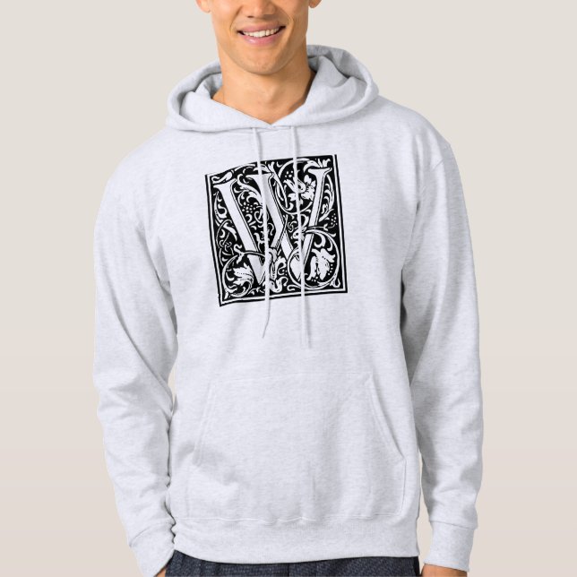 Letter W Medieval Monogram Art Nouveau Hoodie (Front)