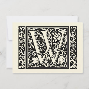 Letter W Medieval Monogram Art Nouveau Invitation