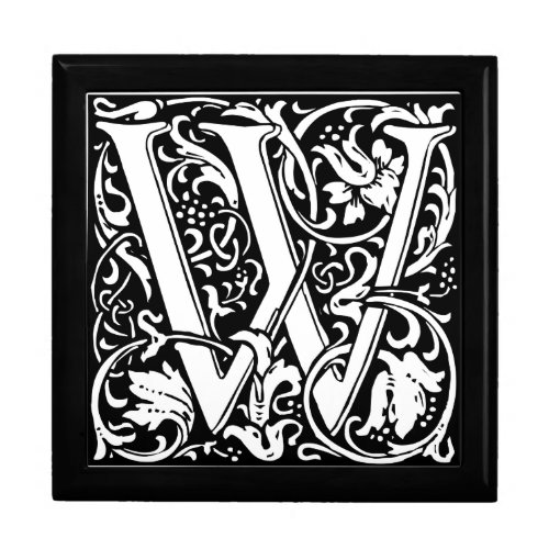 Letter W Medieval Monogram Art Nouveau Jewelry Box