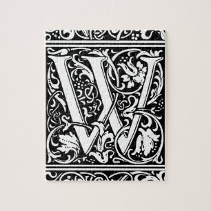Letter W Medieval Monogram Art Nouveau Jigsaw Puzzle