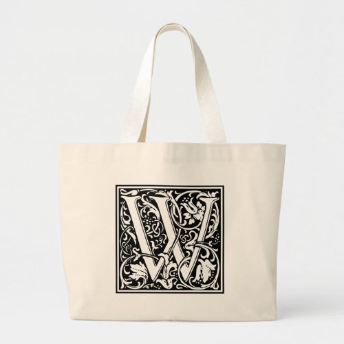 Letter W Medieval Monogram Art Nouveau Large Tote Bag