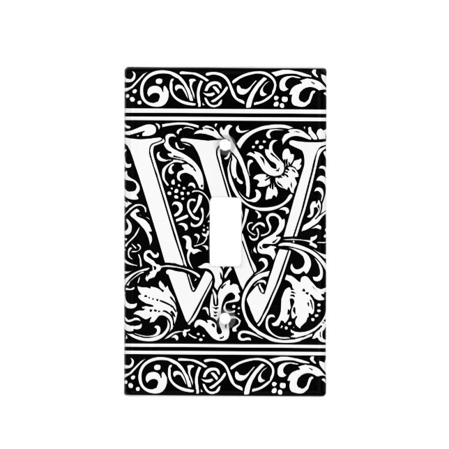 Letter W Medieval Monogram Art Nouveau Light Switch Cover (Front)