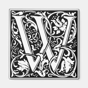 Letter W Medieval Monogram Art Nouveau Magnet