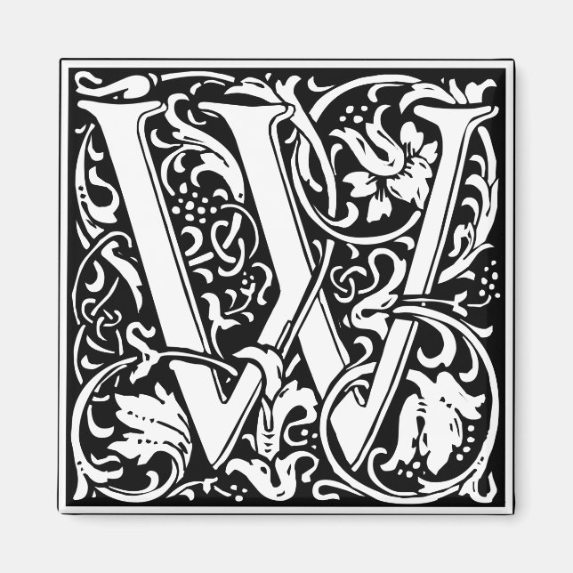 Letter W Medieval Monogram Art Nouveau Magnet (Front)