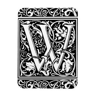 Letter W Medieval Monogram Art Nouveau Magnet