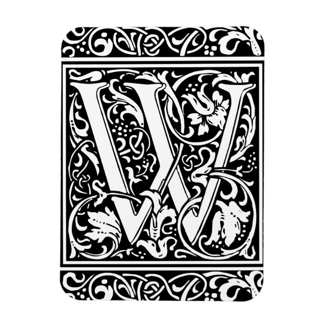Letter W Medieval Monogram Art Nouveau Magnet (Vertical)