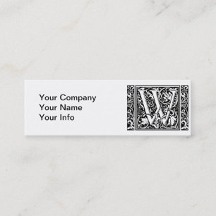 Letter W Medieval Monogram Art Nouveau Mini Business Card