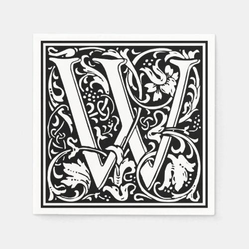 Letter W Medieval Monogram Art Nouveau Napkins