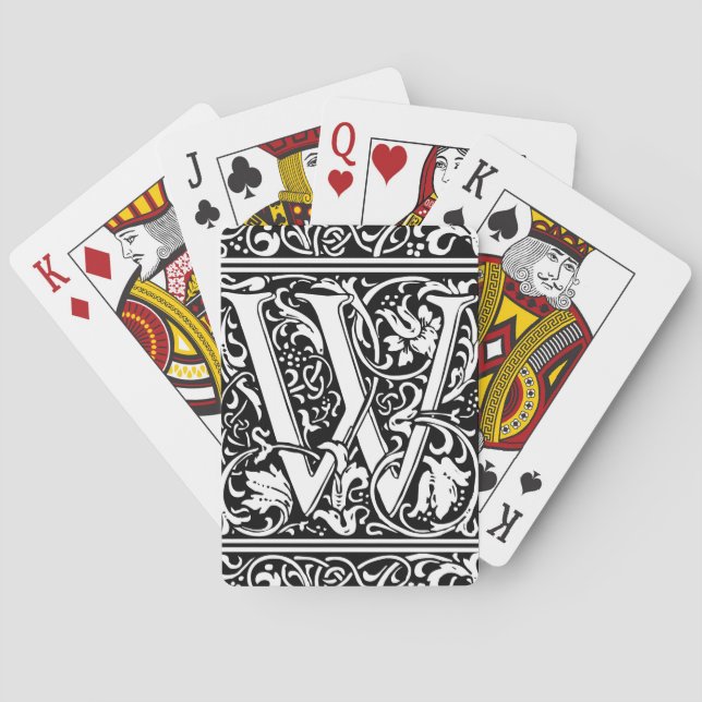 Letter W Medieval Monogram Art Nouveau Poker Cards (Back)