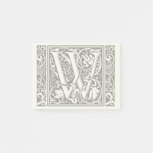 Letter W Medieval Monogram Art Nouveau Post-it Notes