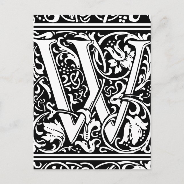 Letter W Medieval Monogram Art Nouveau Postcard (Front)