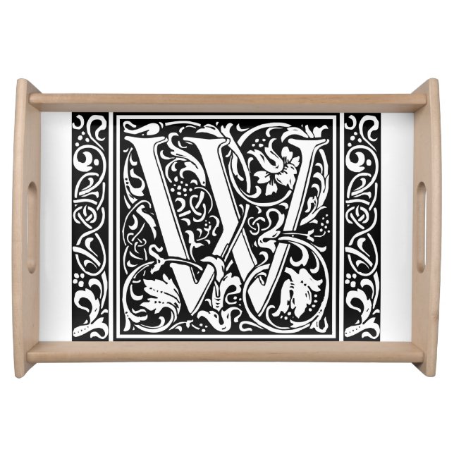 Letter W Medieval Monogram Art Nouveau Serving Tray (Front)