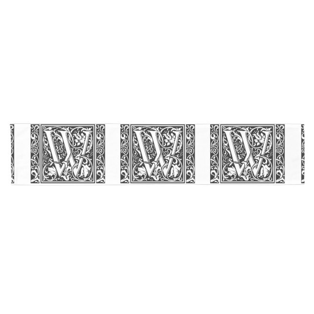 Letter W Medieval Monogram Art Nouveau Short Table Runner (Horizontal)