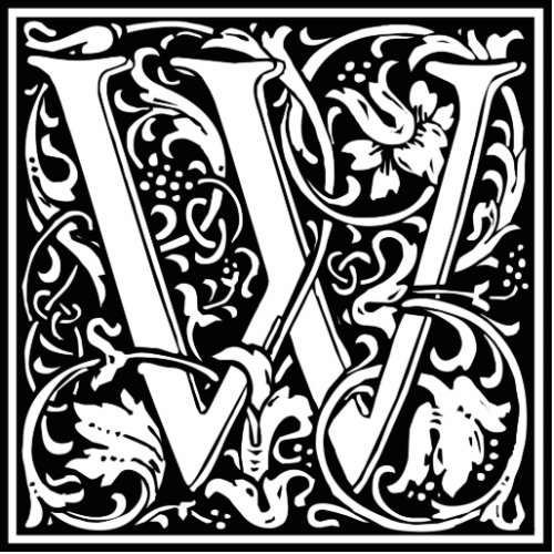 Letter W Medieval Monogram Art Nouveau Statuette