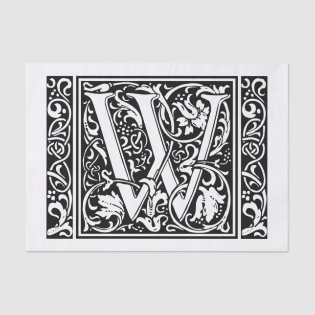 Letter W Medieval Monogram Art Nouveau Tissue Paper (Front)