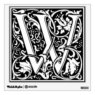 Letter W Medieval Monogram Art Nouveau Wall Sticker