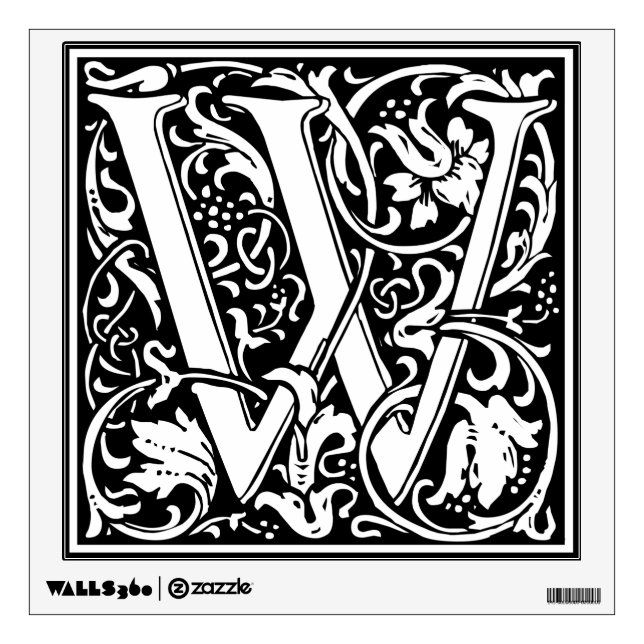 Letter W Medieval Monogram Art Nouveau Wall Sticker (Front)