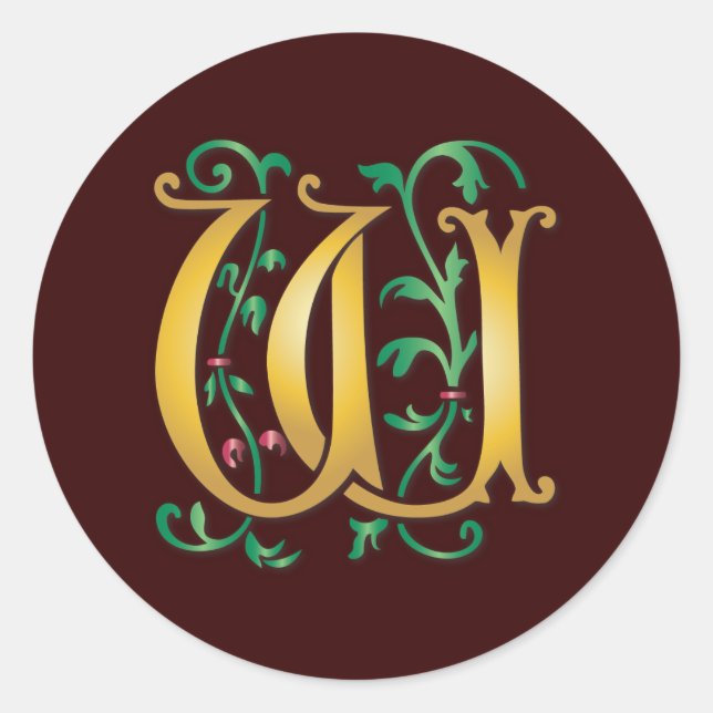 Letter W Monogram Classic Round Sticker (Front)