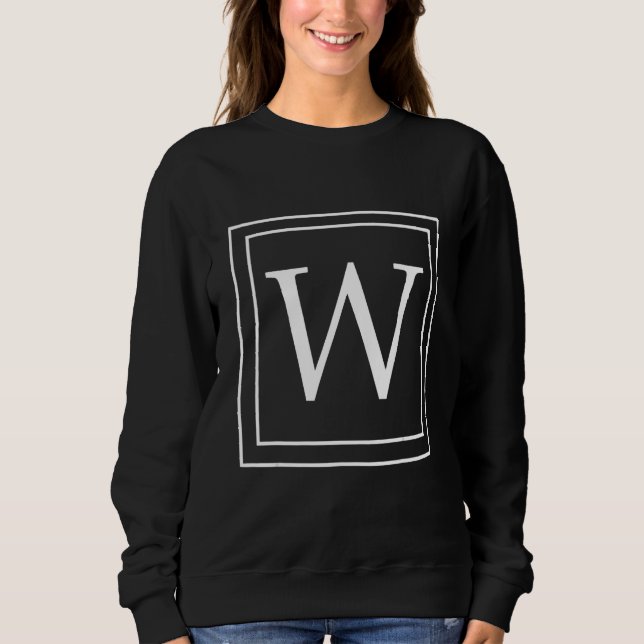 Letter W Monogram English Alphabet W Initial Gray Sweatshirt (Front)