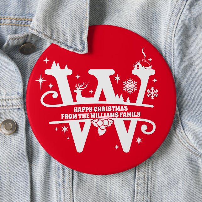 Letter W Monogram Initial Family Name Greeting  Button (In Situ)