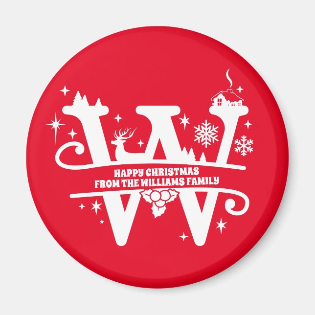 Letter W Monogram Initial Family Name Greeting   Magnet (Front)
