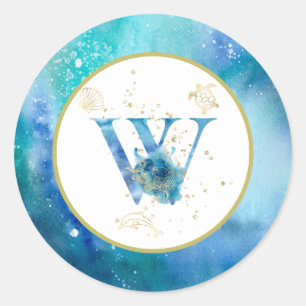 *~* LETTER W - Nautical Beach Envelope Sticker