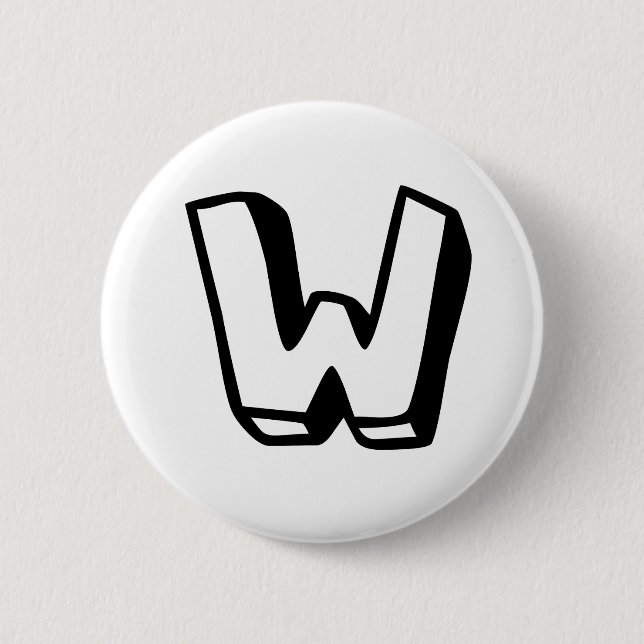 Letter W Pinback Button (Front)