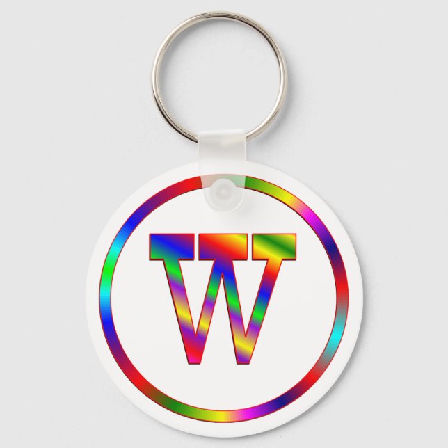Letter W Rainbow Keychain (Front)