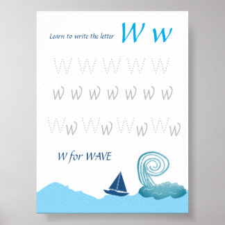 Letter W Tracing Poster for Kids