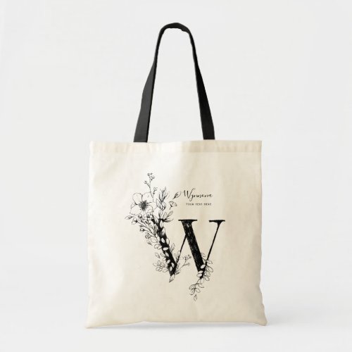 Letter W trendy farmhouse name initialed  Tote Bag