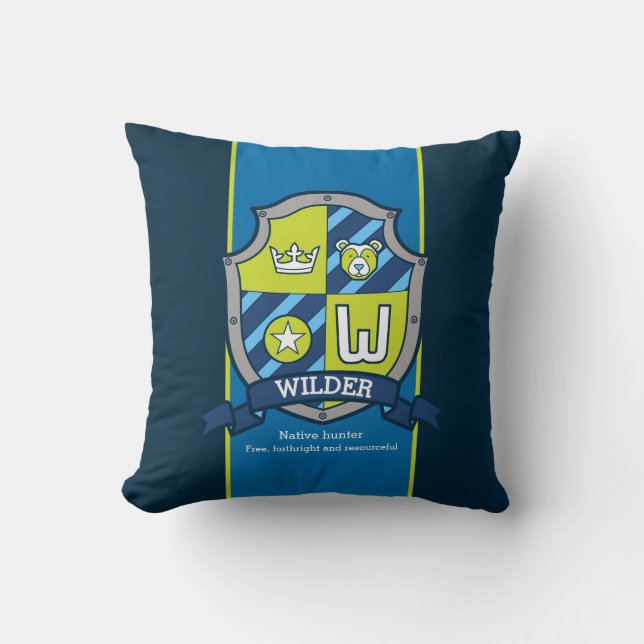 Letter W wilder name meaning bear custom Throw Pillow (Front)