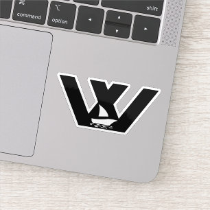 Letter W  with boat Monogram Sticker