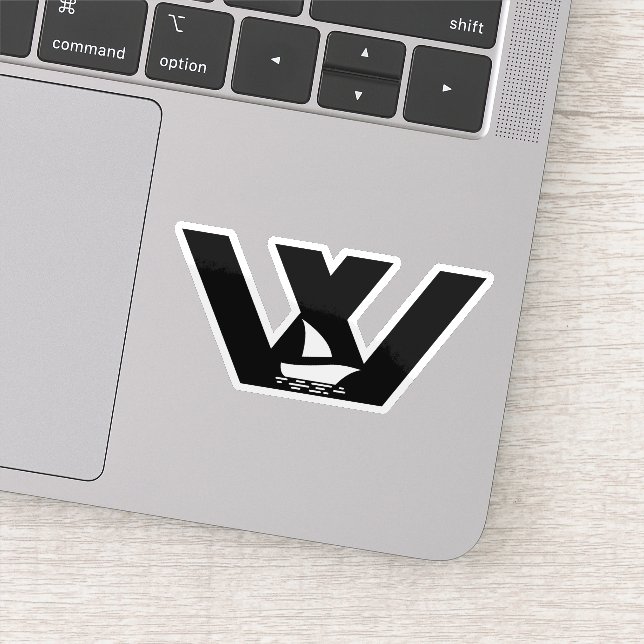 Letter W  with boat Monogram Sticker (Detail)