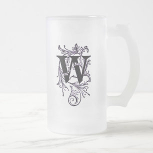 Letter 'W' Wrapped in Purple Vines - Mug