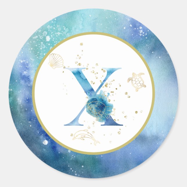 *~*  LETTER X  - Beach Nautical Envelope  Sticker (Front)