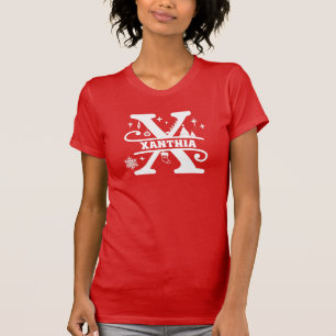 Letter X Christmas Monogram Initial Name Red T-Shirt